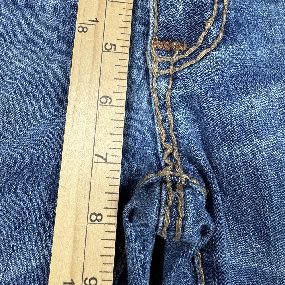 L.A. Idol Womens Juniors Bootcut Jeans Size 9 Blue Distressed 5 Pockets - Picture 5 of 13